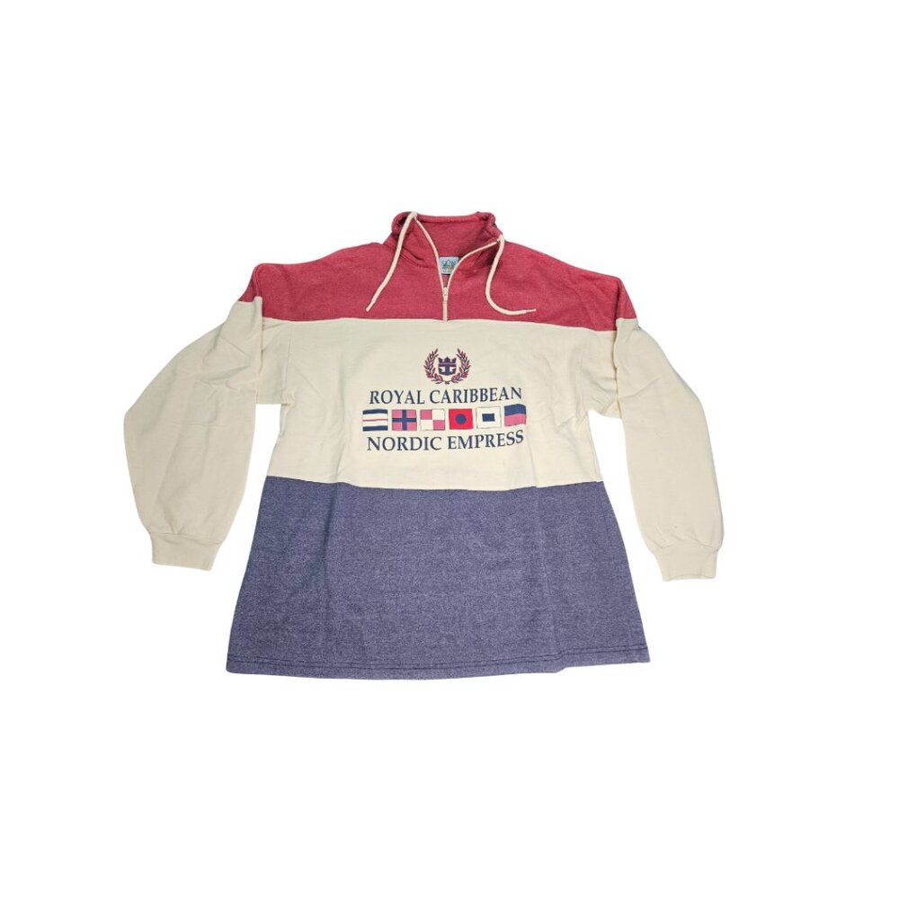 Vintage Royal Caribbean Men's Color Blocked Quarter Zip Pullover - Size L/XL
